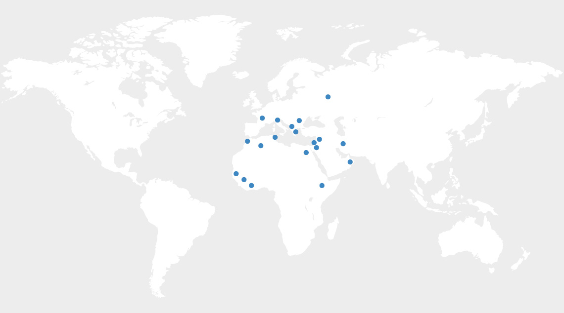 Cartina del Mondo con le sedi di Strabla